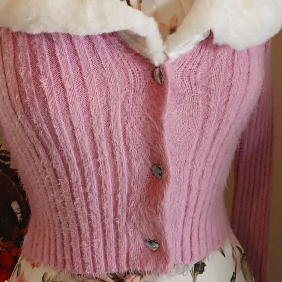 Baby Phat x Forever 21 Fuzzy Cardigan Sweater Barbiecore - Picture 2 of 10